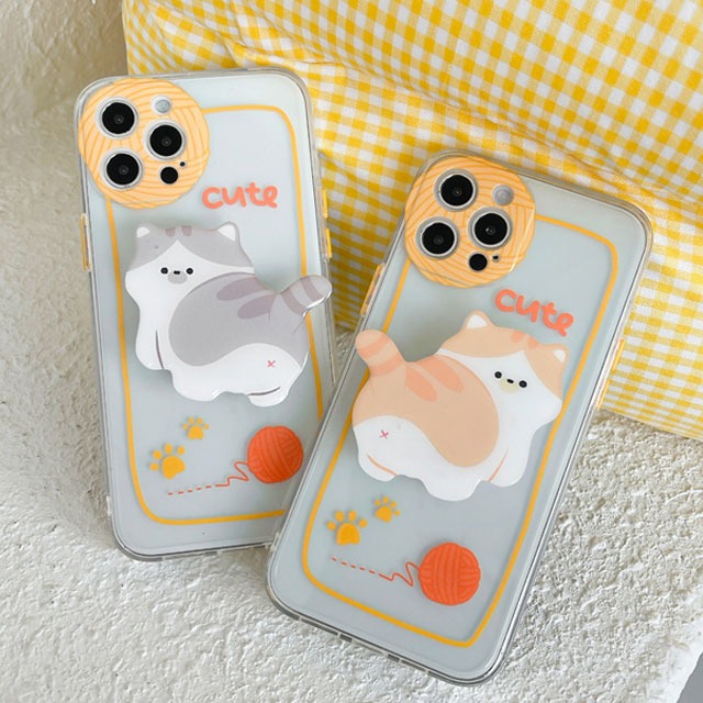 [무배+그립톡] 귀여운 고양이 투명 커플 아이폰 케이스