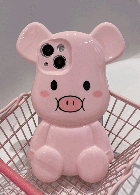 [무배] 귀여운 핑크 돼지 유광 TPU 아이폰 케이스