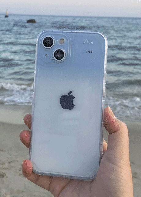 [무배] 푸른 바다 그라데이션 아이폰 투명 TPU 케이스