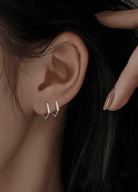 [무배] 실버925 미니 오각 원터치 링 귀걸이