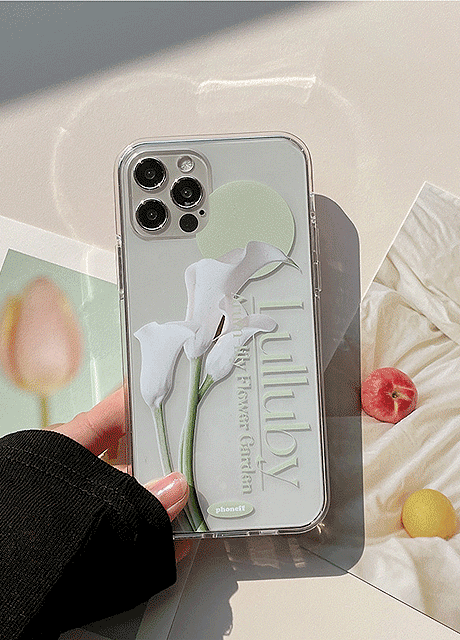 [무배] 심플 카라꽃 투명 아이폰 갤럭시 젤하트 케이스